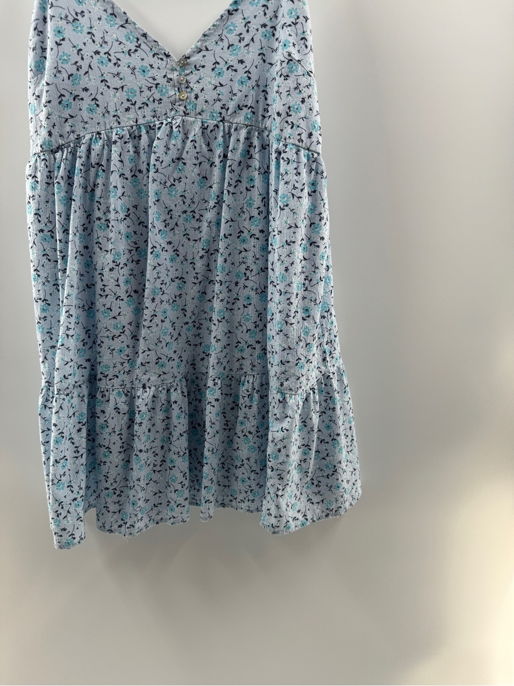 Wild Fable Light Blue Floral Tiered Mini Dress – Women's Large - Picture 3 of 8